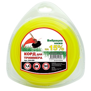 Леска для триммера Чемпион | в блистере (круг) | Ø 1,6 мм х 90 м, желтый
