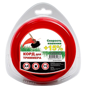 Леска для триммера Чемпион | в блистере (звезда) | Ø 2,0 мм х 15 м, красный