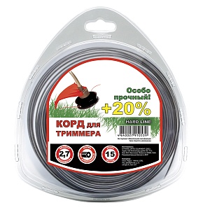 Леска для триммера Чемпион | в блистере (круг армированный) | Ø 2,7 мм х 15 м, серый/красный