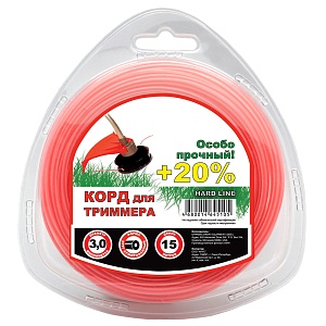Леска для триммера Чемпион | в блистере (круг армированный) | Ø 3,0 мм х 15 м, серый/красный