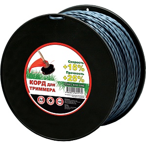 Леска для триммера Чемпион | на катушке (крест витой армированный) | Ø 3,0 мм х 160 м, голубой/красный