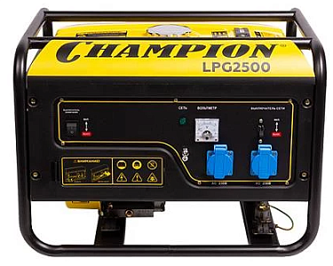 Генератор газовый, бензиновый Чемпион | LPG2500 [2.1 кВт, 220В, бак 15л, ручной стартер]