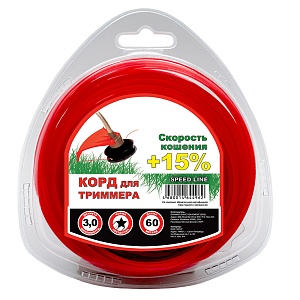 Леска для триммера Чемпион | в блистере (звезда) | Ø 3,0 мм х 60 м, красный