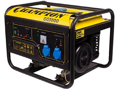 Бензогенератор Чемпион | GG3000 [2.5 кВт, 220В, бак 15л, ручной стартер]