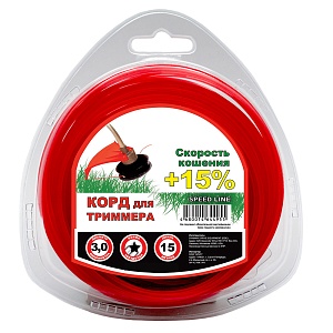Леска для триммера Чемпион | в блистере (звезда) | Ø 3,0 мм х 15 м, красный