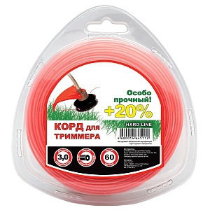 Леска для триммера Чемпион | в блистере (круг армированный) | Ø 3,0 мм х 60 м, серый/красный