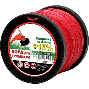 Леска для триммера Чемпион | на катушке (звезда) | Ø 2,7 мм х 90 м, красный